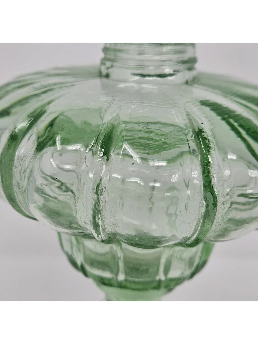 Vintage Retro Green Depression Glass Oil Lamp 9.25